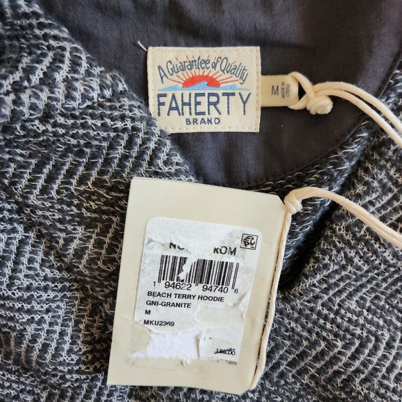 Faherty Mens Herringbone French Terry Beach Hoodie Size Medium NWT Granite - Picture 8 of 12